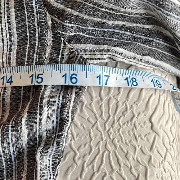 Love Notes Womens Button Up Top Blouse Striped Peplum Long Sleeve Gray Medium - Picture 7 of 9